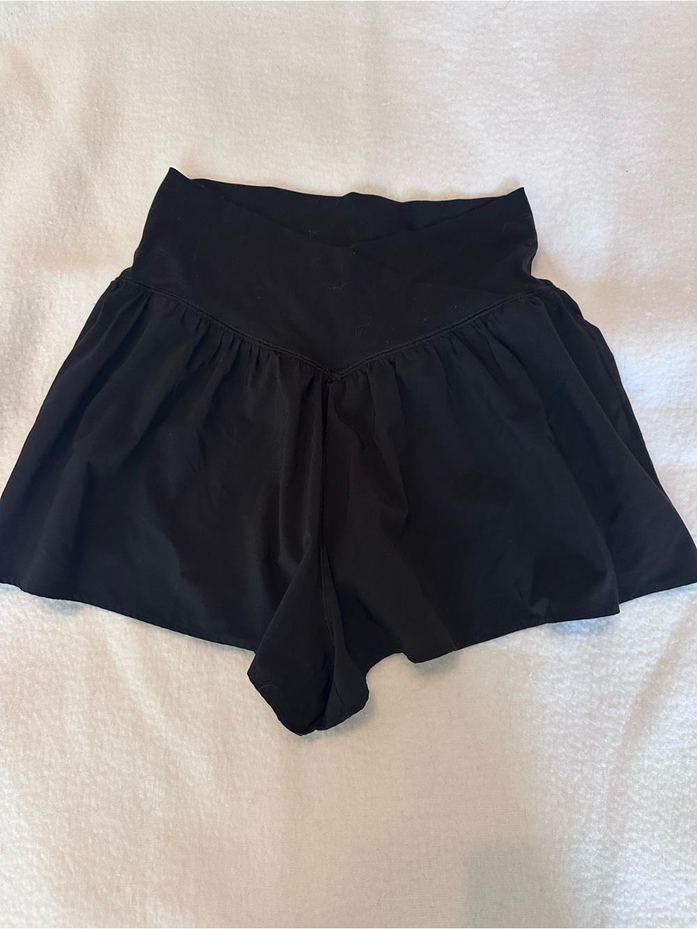 aerie Black Flared crossed waist Athletic Shorts